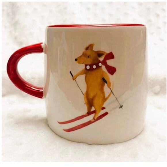 Furry Friends Dogs on Skis 18oz Ceramic Coffee Mug-NEW - Picture 2 of 6